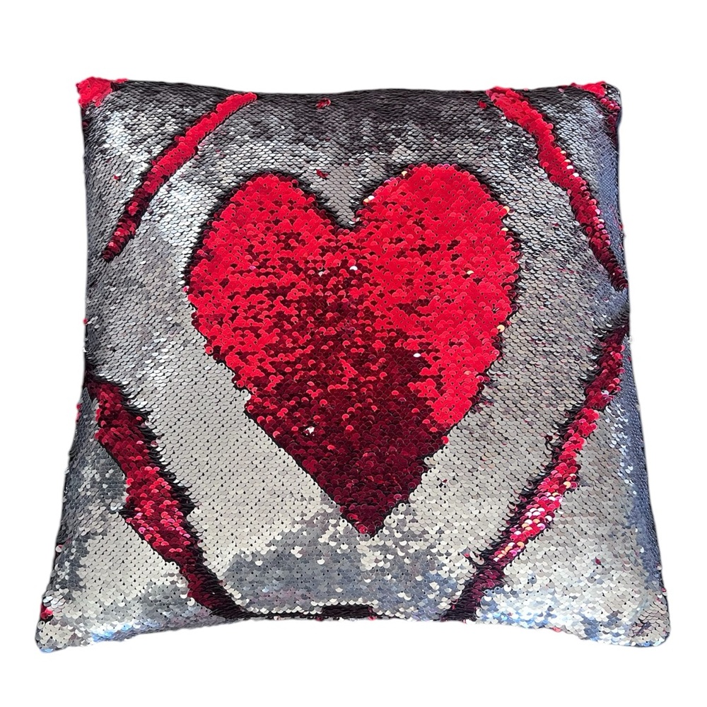 Red And Silver 16” Sequence Pillow